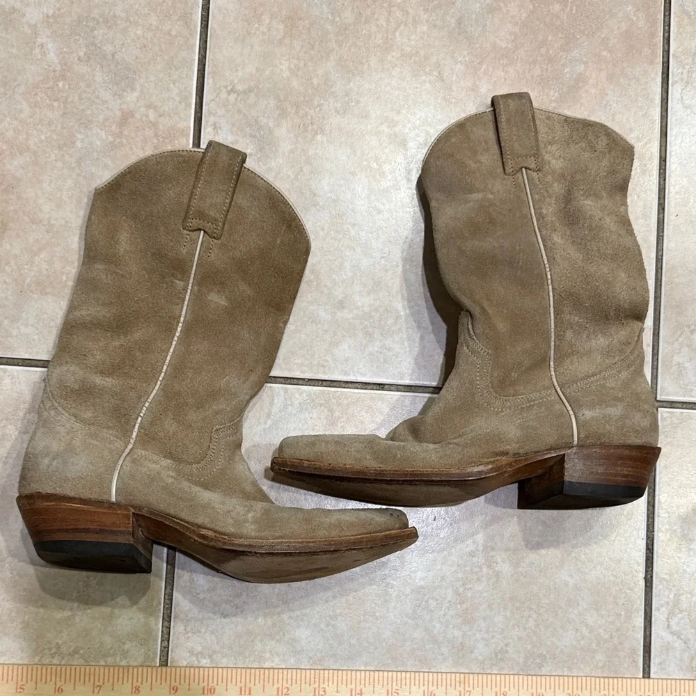 Dr Adams classic cowboy pull on Tan Heeled Boots real leather - Picture 5 of 12